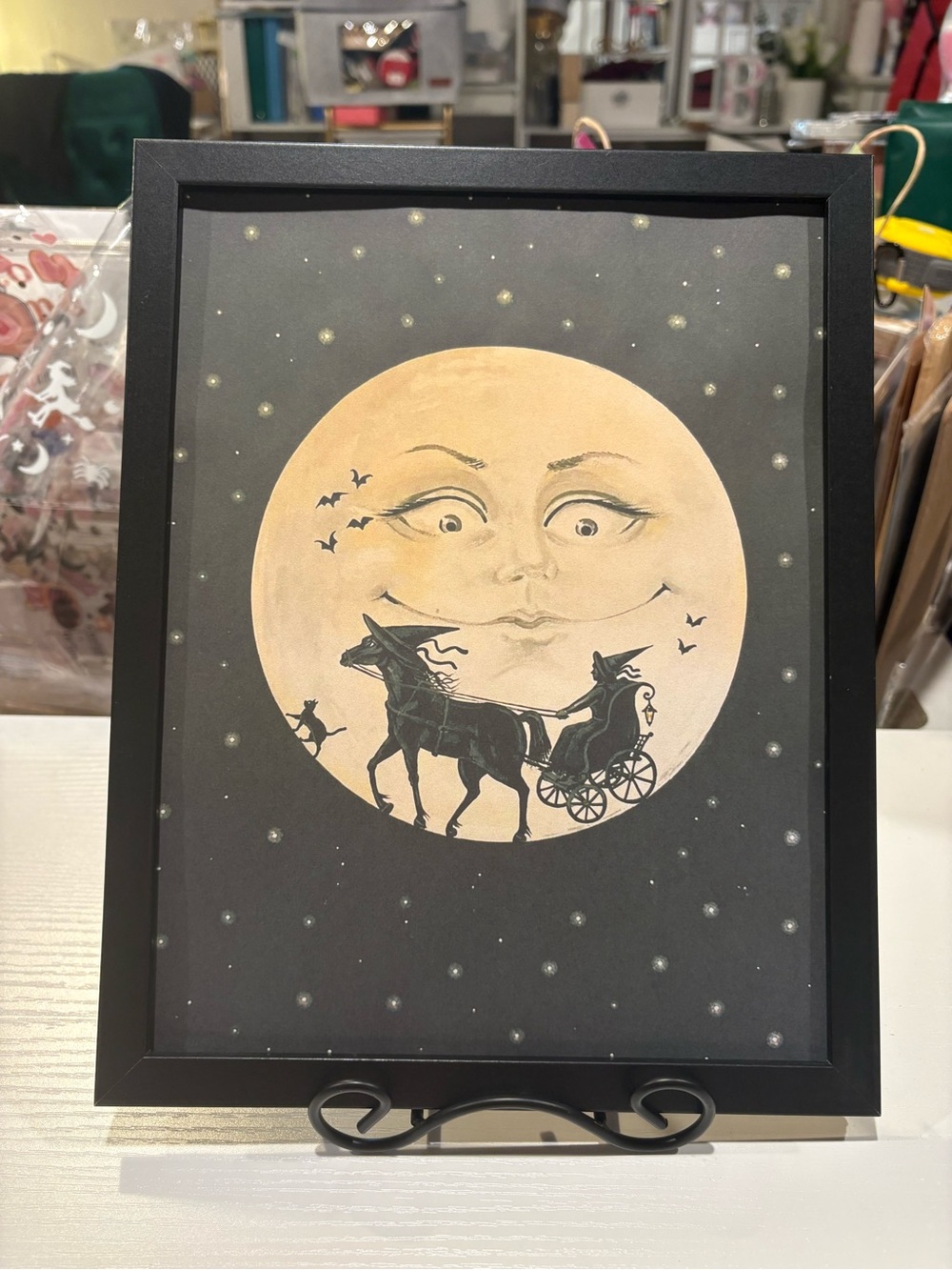 Framed 8x10 Mystic Salem Halloween Full Moon Horse Carriage witch black cat